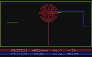 Line Kiler (Atari 8-bit) screenshot: Double crash