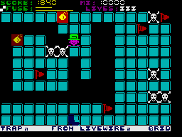 Gridtrap (ZX Spectrum) screenshot: Two bombs to defuse