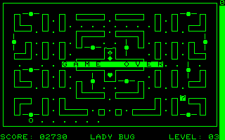 LadyBug (Commodore PET/CBM) screenshot: Game over