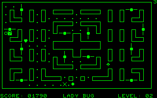 LadyBug (Commodore PET/CBM) screenshot: Found the smart bomb that kills all enemies