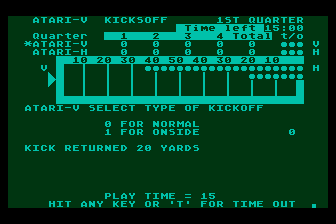 Sports Spectacular (Atari 8-bit) screenshot: Football - Gameplay