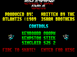 Skatin' USA (ZX Spectrum) screenshot: Title Screen