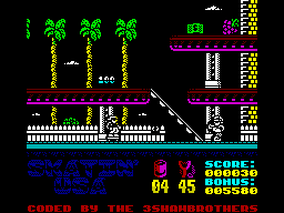 Skatin' USA (ZX Spectrum) screenshot: Shoot him