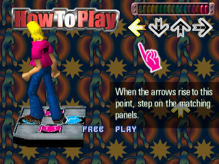 Dancing Stage Euromix (PlayStation) screenshot: A brief tutorial about how to play.