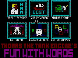 Thomas the Tank Engine's Fun With Words (ZX Spectrum) screenshot: Choose a game