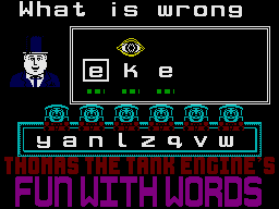 Thomas the Tank Engine's Fun With Words (ZX Spectrum) screenshot: What's Wrong