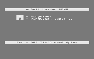 Pingwinek / Pingwinek Idzie do Szkoły (Atari 8-bit) screenshot: Main menu