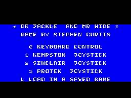 Jackle & Wide (ZX Spectrum) screenshot: Title Screen