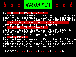 180 (ZX Spectrum) screenshot: Game Selection