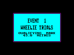 BMX Freestyle (ZX Spectrum) screenshot: Wheelie Trials