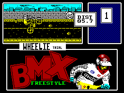 BMX Freestyle (ZX Spectrum) screenshot: Keep the wheel up