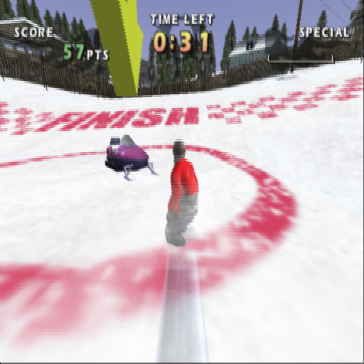 Shaun Palmer's Pro Snowboarder (PlayStation 2) screenshot: Boarding into a circle like this ends the run