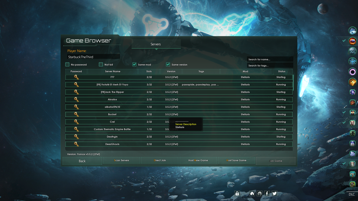 Stellaris (Windows) screenshot: Multiplayer lobby