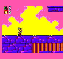 Astérix and the Great Rescue (SEGA Master System) screenshot: Level 1-5: The game is getting more and more surreal.