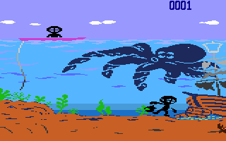 Octopus (Atari 8-bit) screenshot: Treasure acquired