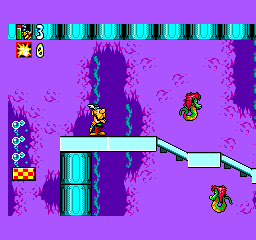 Astérix and the Great Rescue (SEGA Master System) screenshot: Aggressive, giant seahorses