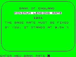 1984: A Game of Government Management (ZX Spectrum) screenshot: Minimum Lending Rate