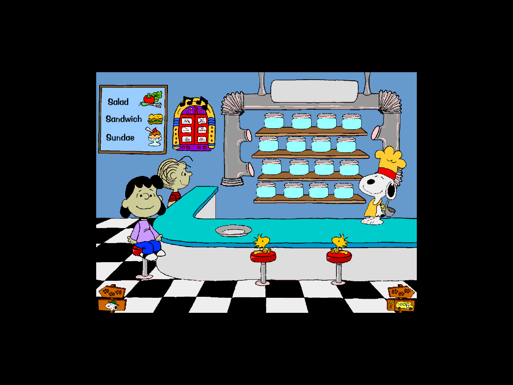 Snoopy's Campfire Stories (Windows) screenshot: At The Kitchen ordering Food