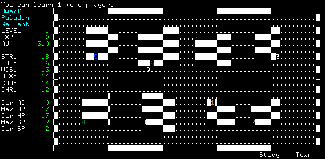 Angband (Windows) screenshot: Game beginning.