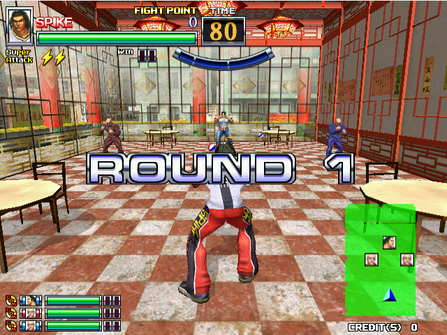 Spikers Battle (Arcade) screenshot: Round 1.