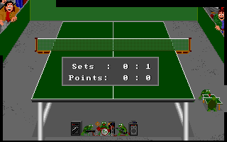 Table Tennis Simulation (Amiga) screenshot: Lost the set and the band arrived