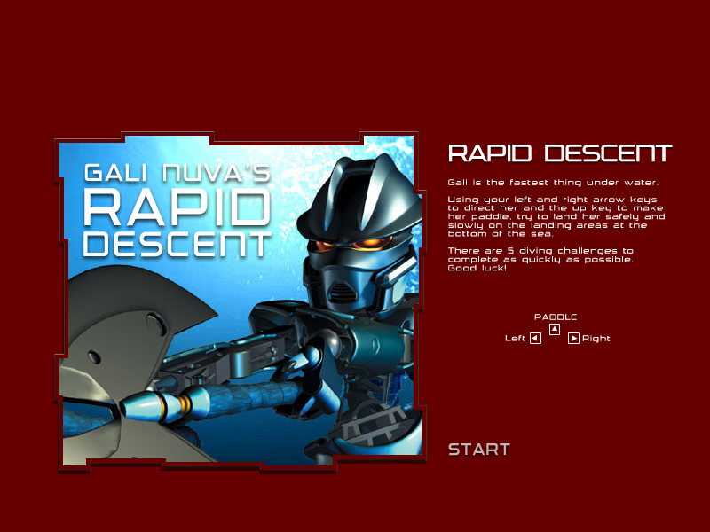 Gali Nuva's Rapid Descent (Browser) screenshot: Title screen.