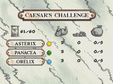 Astérix: Caesar's Challenge (CD-i) screenshot: Status of the game participants