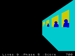 3D Tunnel (ZX Spectrum) screenshot: Stage 5 - passengers