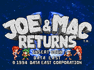 Joe & Mac Returns (Arcade) screenshot: Title Screen