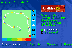 Colin McRae Rally 2.0 (Game Boy Advance) screenshot: Map of Stage One