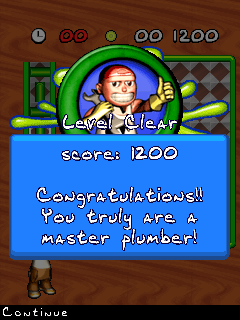 Pipe Mania (J2ME) screenshot: Level completed