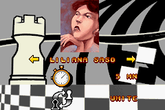 Virtual Kasparov (Game Boy Advance) screenshot: Selecting a player for a Quick Start match.