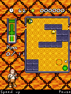 Pipe Mania (J2ME) screenshot: Here we have to reach an end pipe