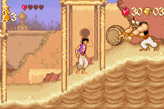 Disney's Aladdin (Game Boy Advance) screenshot: Jump the barrel
