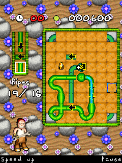 Pipe Mania (J2ME) screenshot: Pre-placed pipes cannot be removed