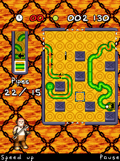 Pipe Mania (J2ME) screenshot: Building through holes in the walls