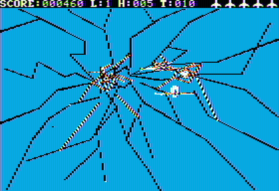 Phantoms Five (Apple II) screenshot: Shot down by enemy fighter