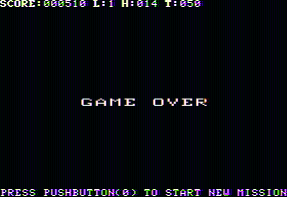 Phantoms Five (Apple II) screenshot: Game over