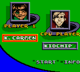 CyberTiger (Game Boy Color) screenshot: Character selection.