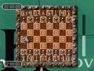 Virtual Kasparov (PlayStation) screenshot: 2D Board. Yes, there are various boards to choose from. This one is... Inca.