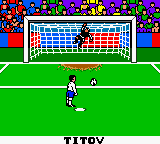 UEFA 2000 (Game Boy Color) screenshot: PK. Titov (Russia) vs... can't remember now.