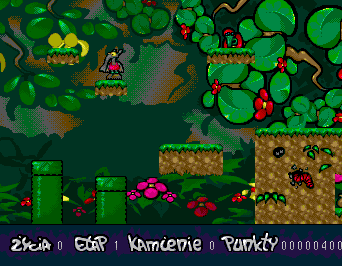 Bolo Mrówkojad (Amiga) screenshot: Standing on the platform