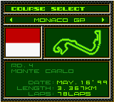 F1 World Grand Prix II for Game Boy Color (Game Boy Color) screenshot: Exhibition mode. Course select.