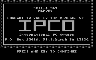 Memory (DOS) screenshot: Title screen