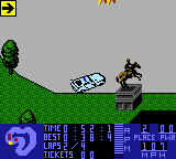 Test Drive 6 (Game Boy Color) screenshot: If you like statues and horses... this image is dedicated to you.
