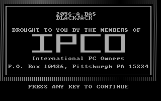 Blackjack (DOS) screenshot: Title screen