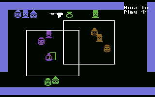 Gertrude's Puzzles (Commodore 64) screenshot: All done - Gertrude flies in with the prize.