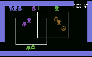Gertrude's Puzzles (Commodore 64) screenshot: Loop puzzle, using one of the alternate sets of pieces.