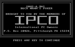 The Original Buck Mann's Poker for One (DOS) screenshot: Title screen