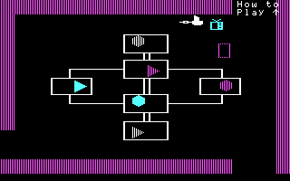 Gertrude's Puzzles (DOS) screenshot: A network puzzle in progress. (CGA w/RGB monitor)